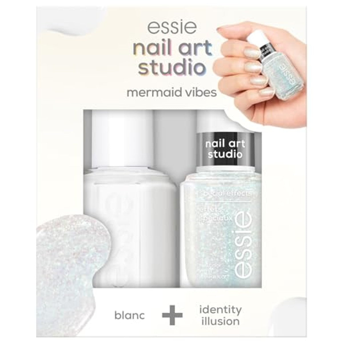 essie nail art studio set mermaid vibes nagellak nr. 1 blanc, special effects nagellak nr. 7 identity illusion) – essie