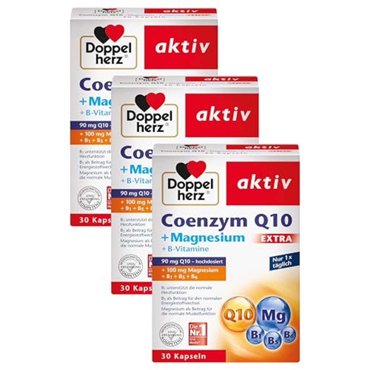 Doppelherz Co-enzym Q10 + Magnesium Extra 3 x 30 Capsules - 6-pack