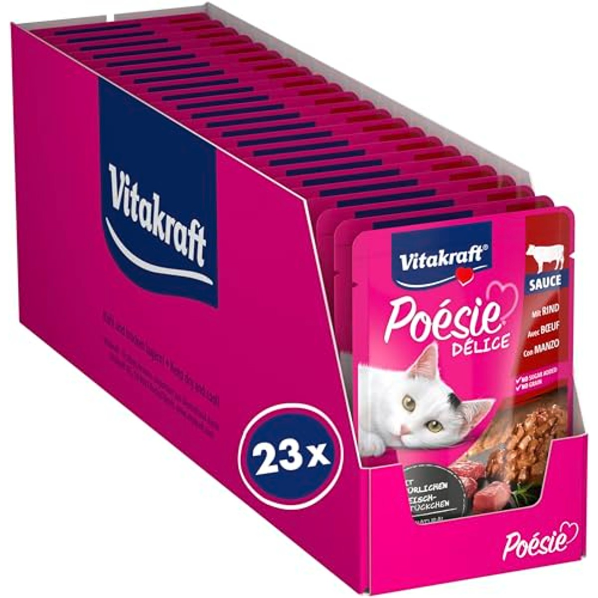 Vitakraft Poésie Deli Sauce natvoer kattenvoer rundvlees 23 x 85 g - 3-pack