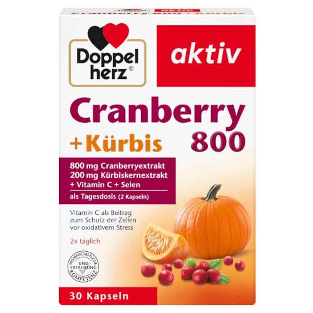 Doppelherz Cranberry 800 + Pompoen + Vitamine C + Selenium 30 capsules - 6-pack