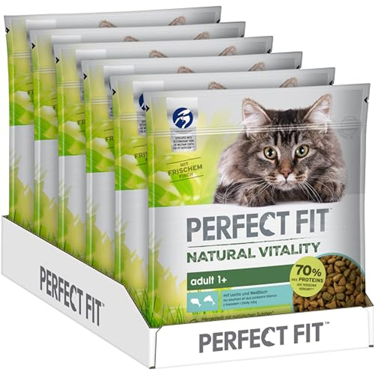 PERFECT FIT Natural Vitality - Kattenvoer Droogvoer Adult 1+ - Zalm en Witvis, 6 x 650g – Perfect Fit