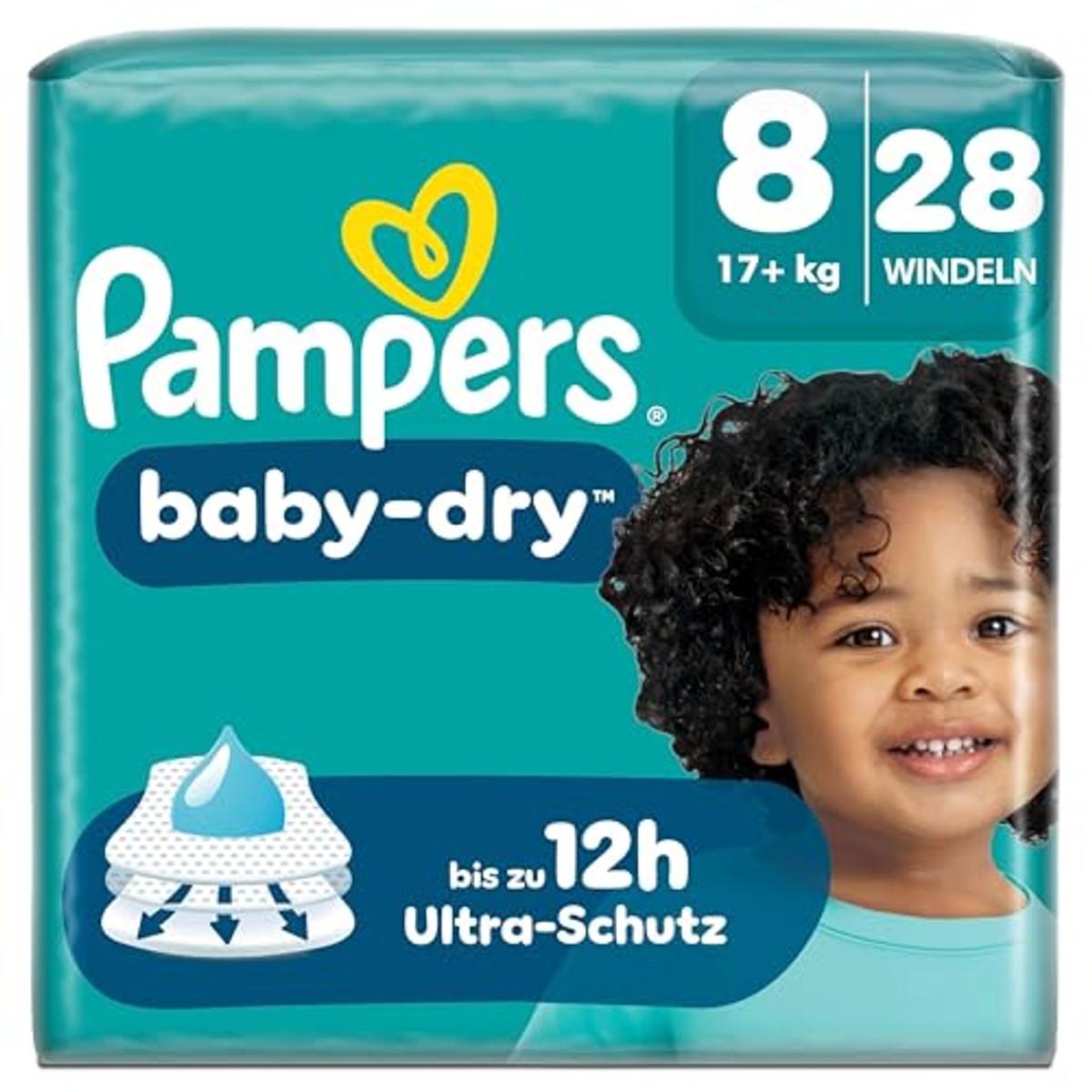 Pampers Baby-Dry maat 8, 28 luiers, 17 kg + – Pampers