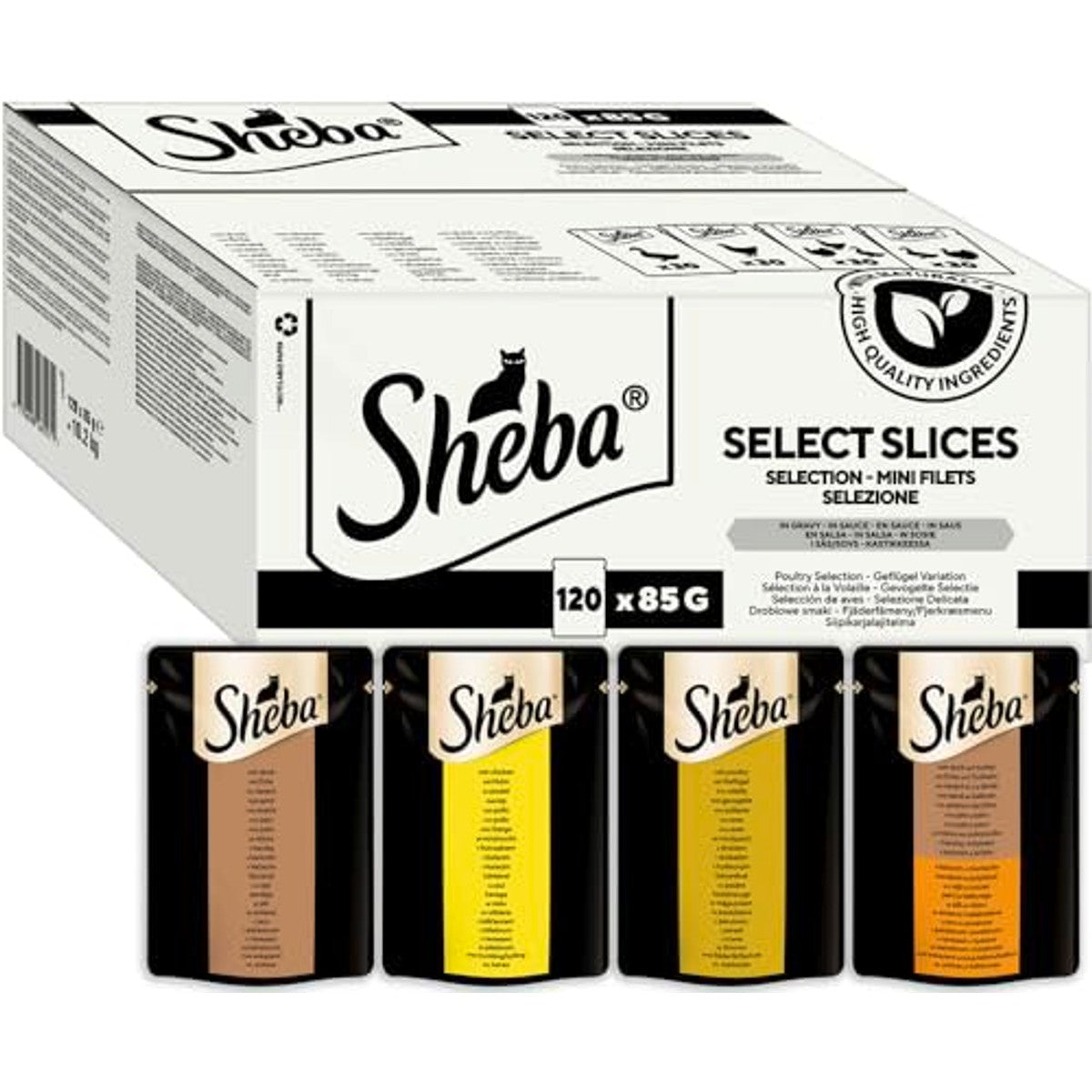 Sheba Selection natvoer kattenvoer gevogelte in saus 120 x 85 g - 3-pack