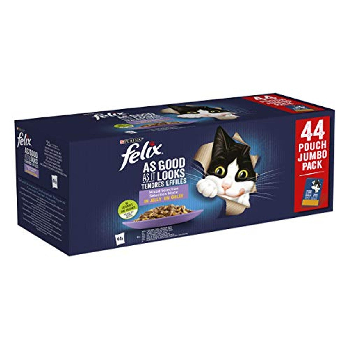 Felix Purina Fantastic natvoer voor katten 44 zakjes à 85 g – Felix