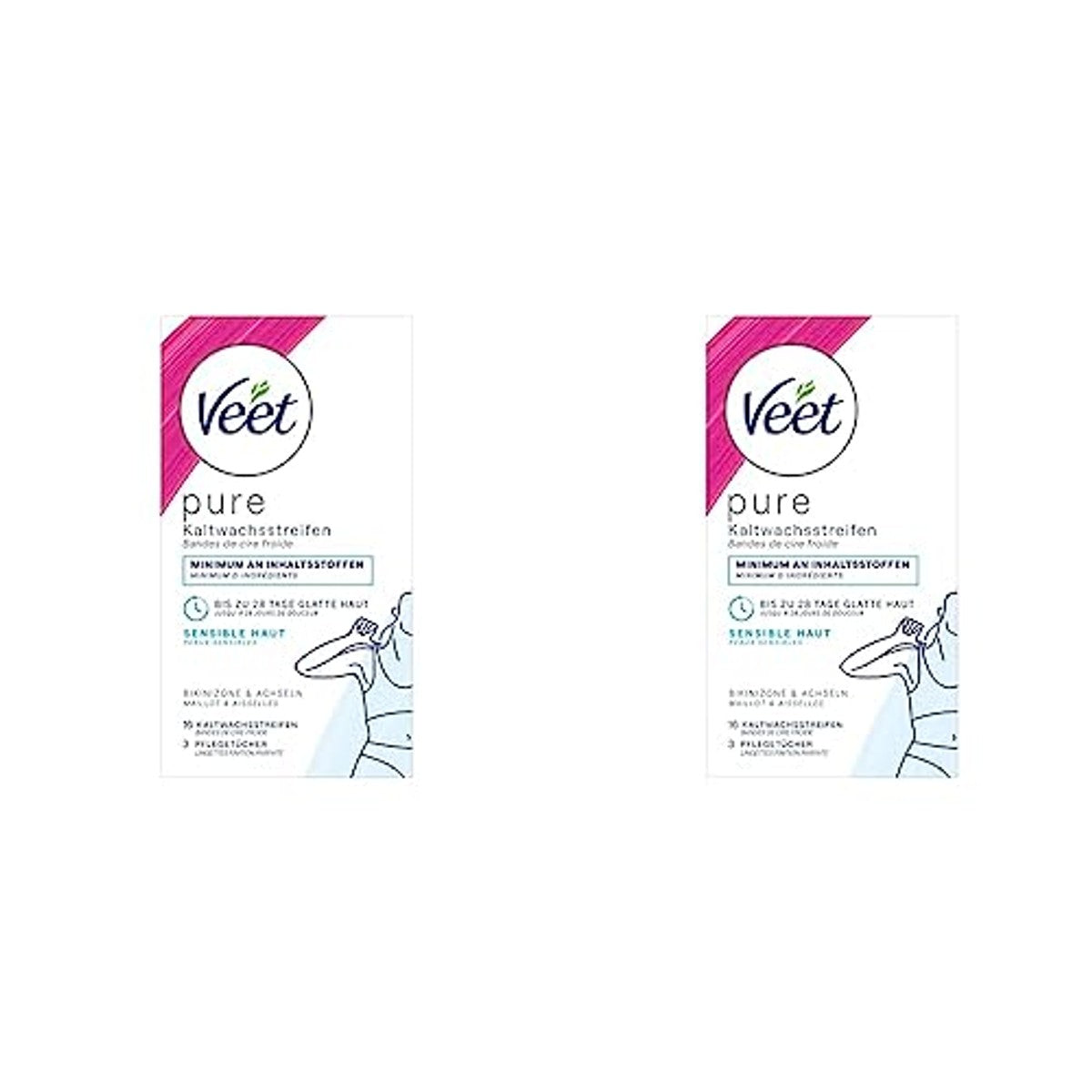 Veet Pure koude wasstrips bikinizone & oksels - 16 koude wasstrips (verpakking van 2) – Veet