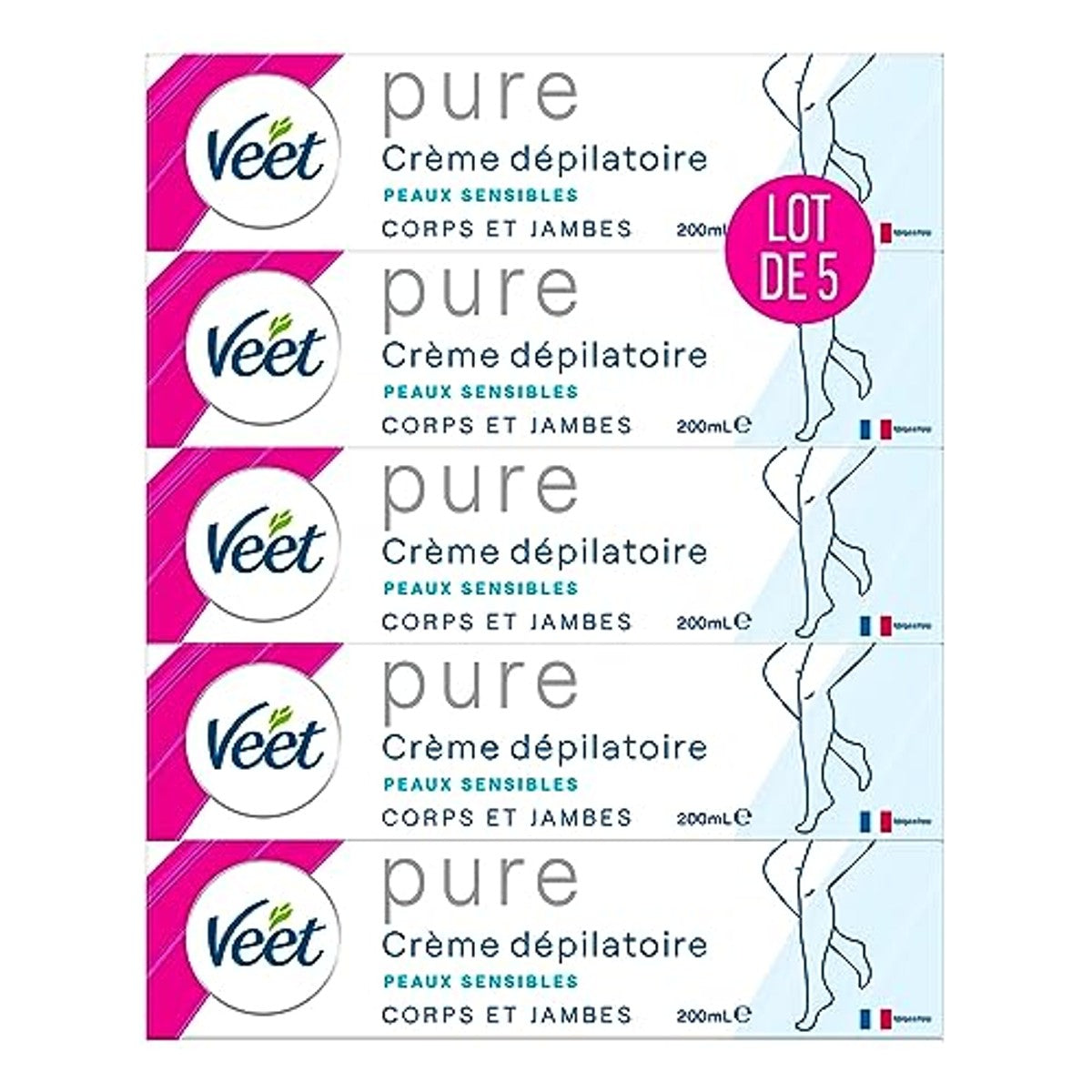 Veet Minima Pure Ontharingscrème gevoelige huid 5 x 200 ml – Veet