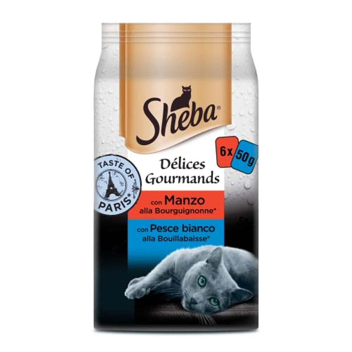 SHEBA Délices Gourmands Frisse zakjes, 6 x 50 g, 12 stuks - Taste of Paris – Sheba