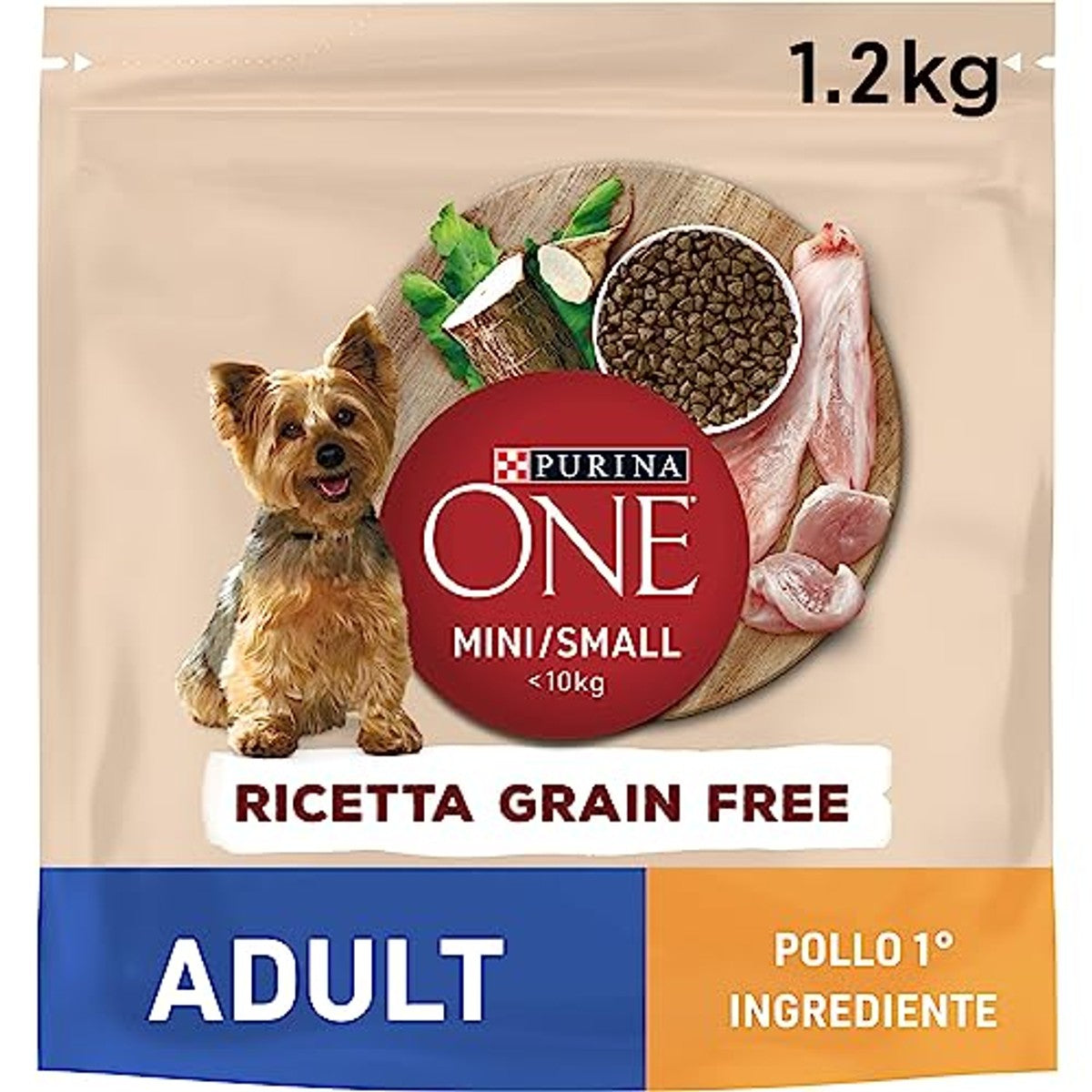 Purina One Mini <10 kg hondenvoer grain free kip 6 x 1,2 kg - 3-pack