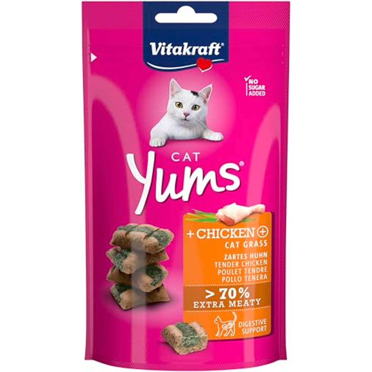 Vitakraft Cat Yums kattensnack kip en kattengras 1 x 40 g - 3-pack