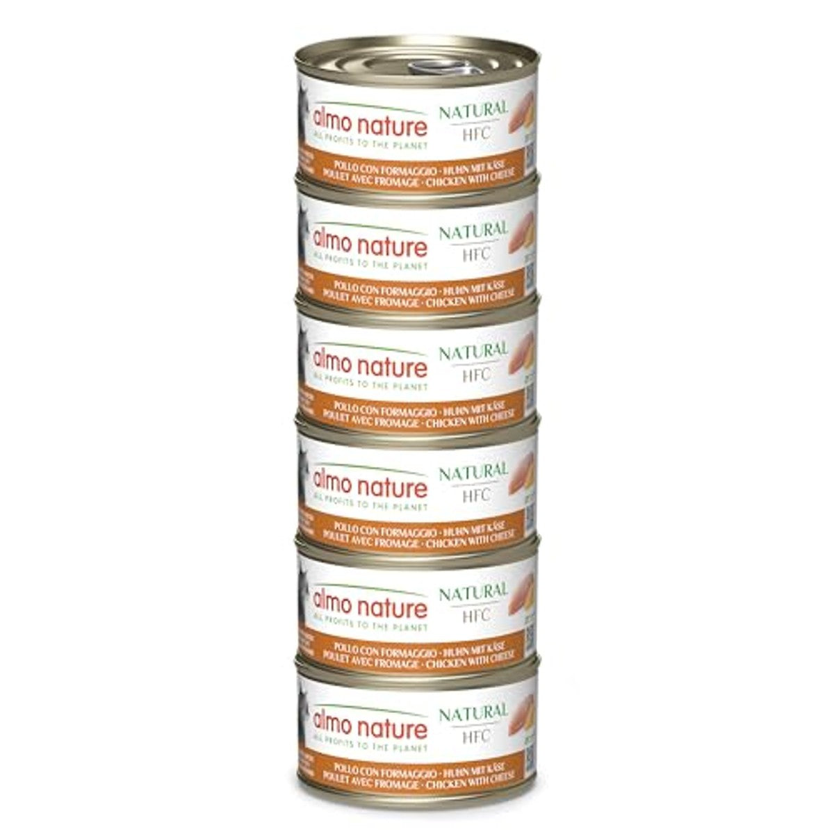 Almo Nature HFC Natural Natvoer voor volwassen katten, kip & kaas, Human Grade, glutenvrij, 6 x 70 g – almo nature