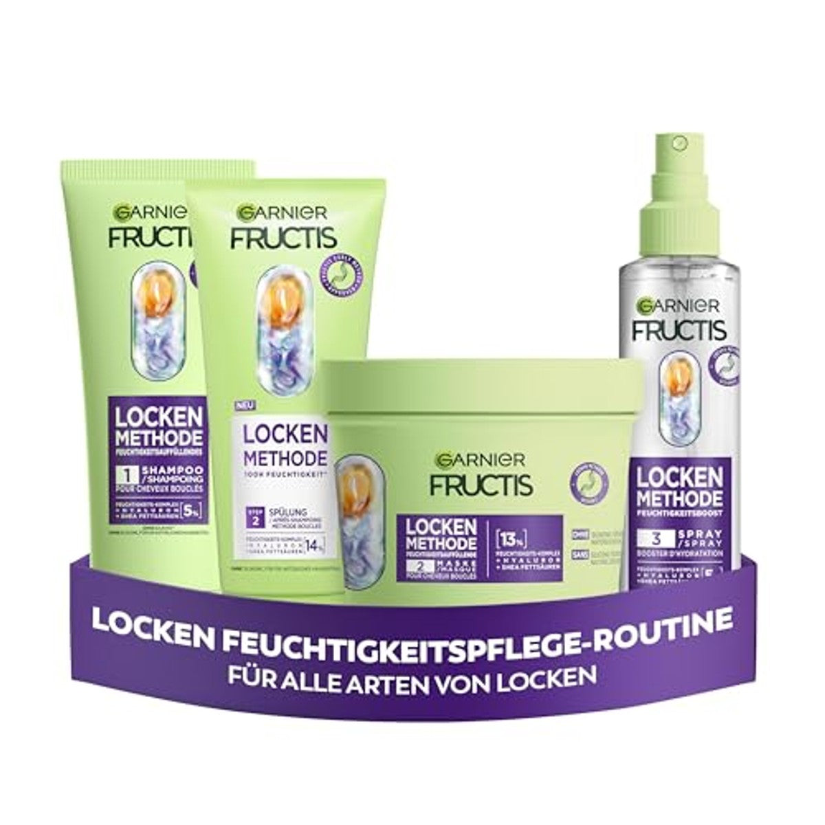 Garnier Fructis Krulmethode set 200ml + 200ml + 370ml + 6 x 150 ml - Voordeelverpakking
