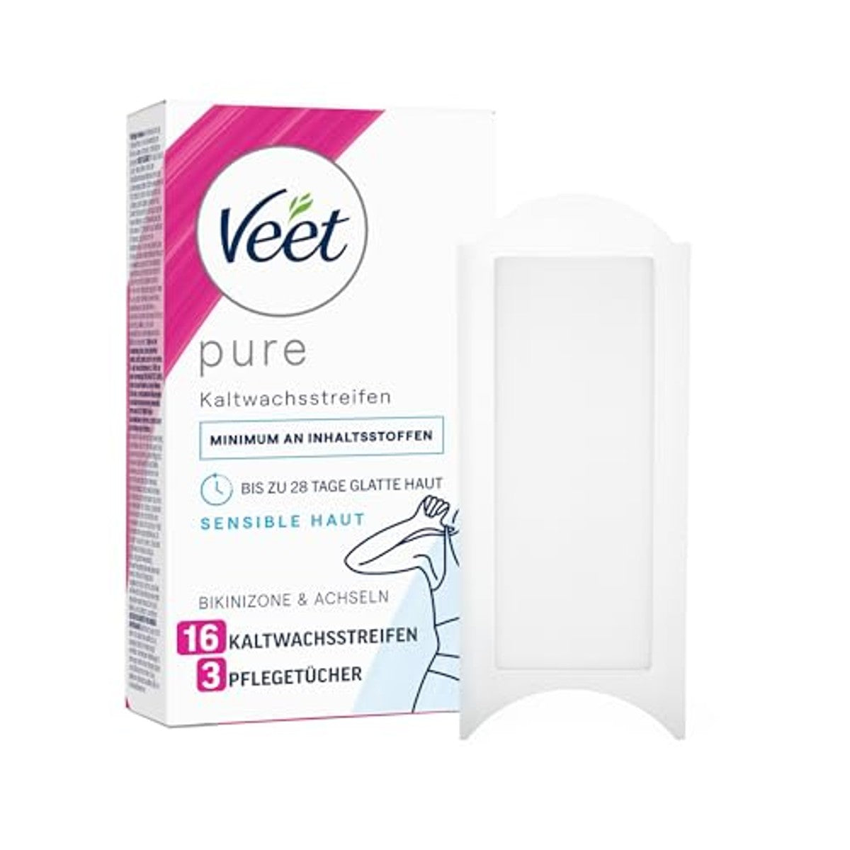 Veet Pure Kaltwachsstreifen Bikini & Achseln für sensible Hautück 3 x 16 st - Voordeelverpakking