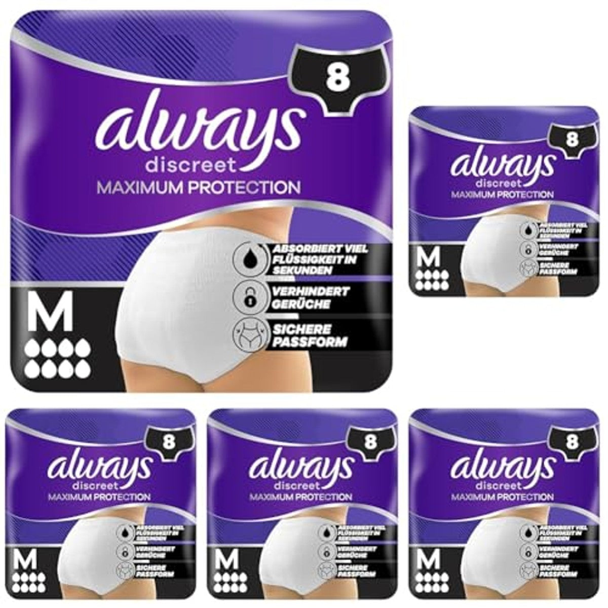Always Discreet Maxi Schutz Höschen M (pak 5) 6 x 8 stuks - Voordeelverpakking