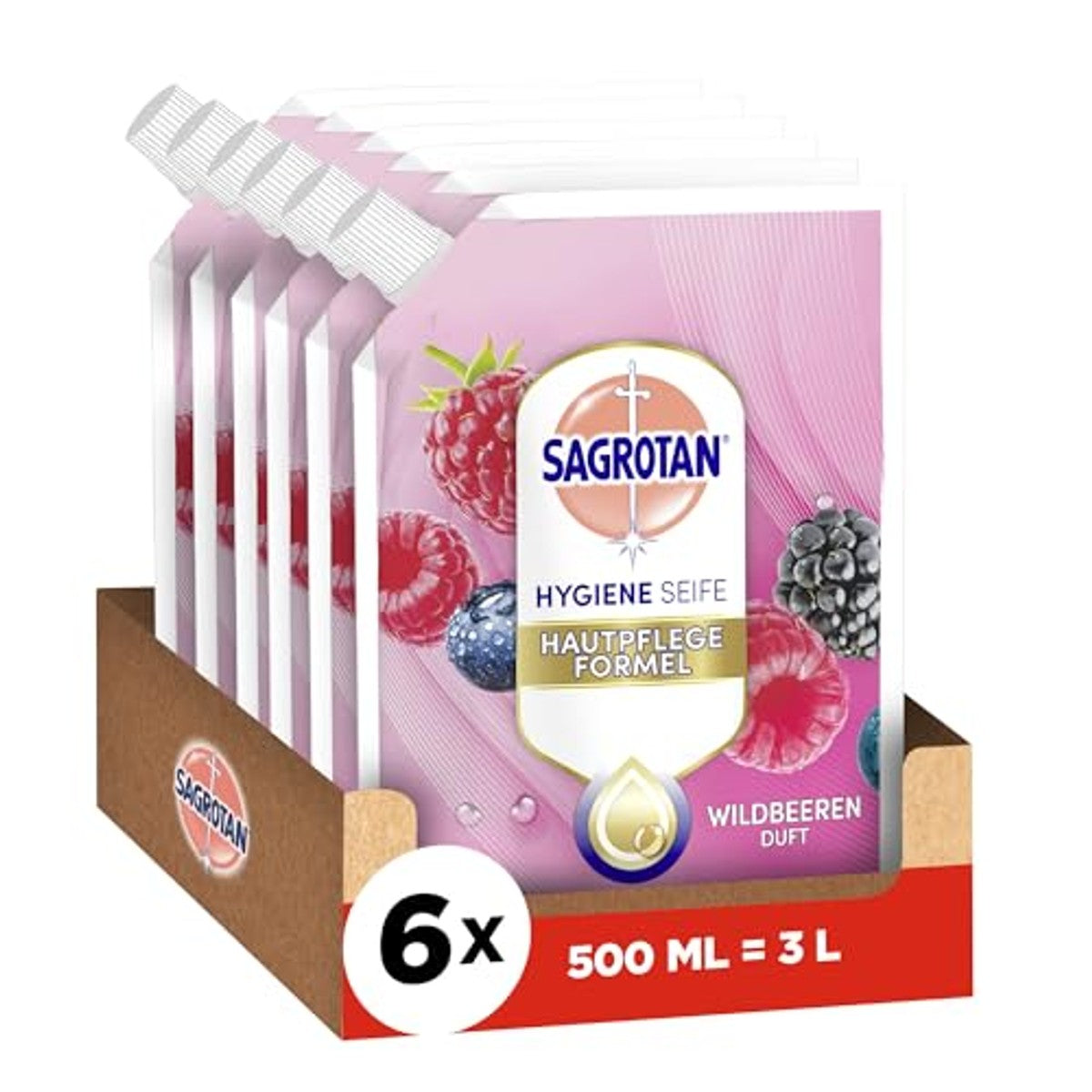 Sagrotan handzeep navulling braambes bosvruchten 6 x 500 ml - 6-pack