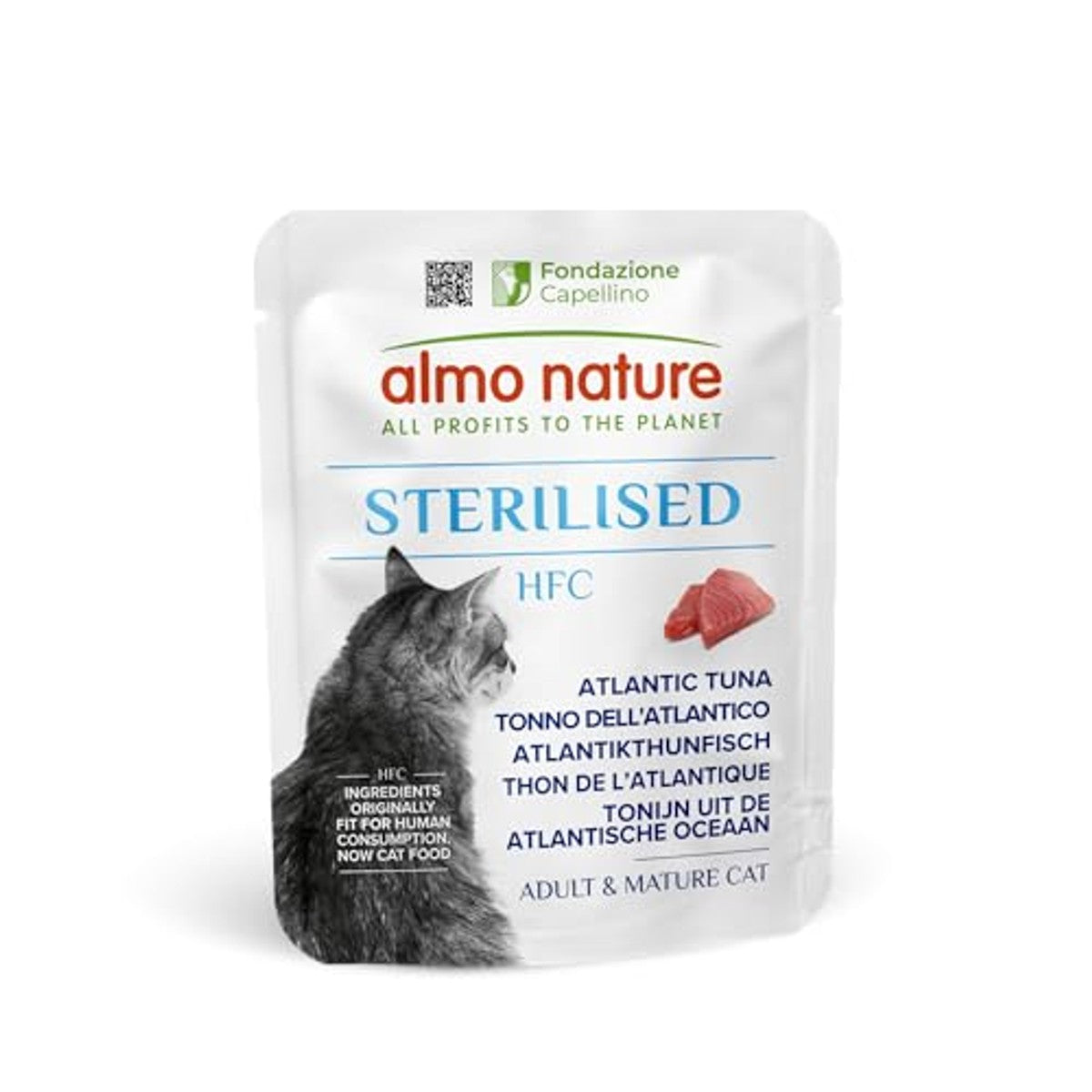 Almo Nature HFC Functional Sterilised Natvoer voor volwassen katten, Atlantische tonijn, 24 zakjes van 50 g – almo nature