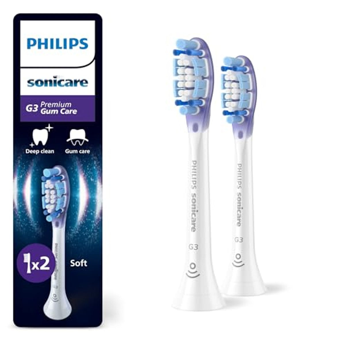 Philips Sonicare G3 Premium Gum Care Original Vervangende opzetborstelkoppen, wit, 2-pack, HX9052/87 – PHILIPS