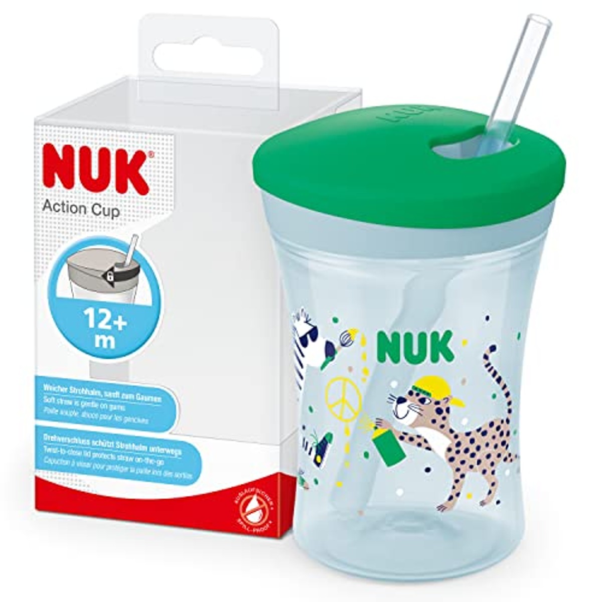 NUK Action Cup Drinkbeker groen luipaard 6 x 230 ml - Voordeelverpakking