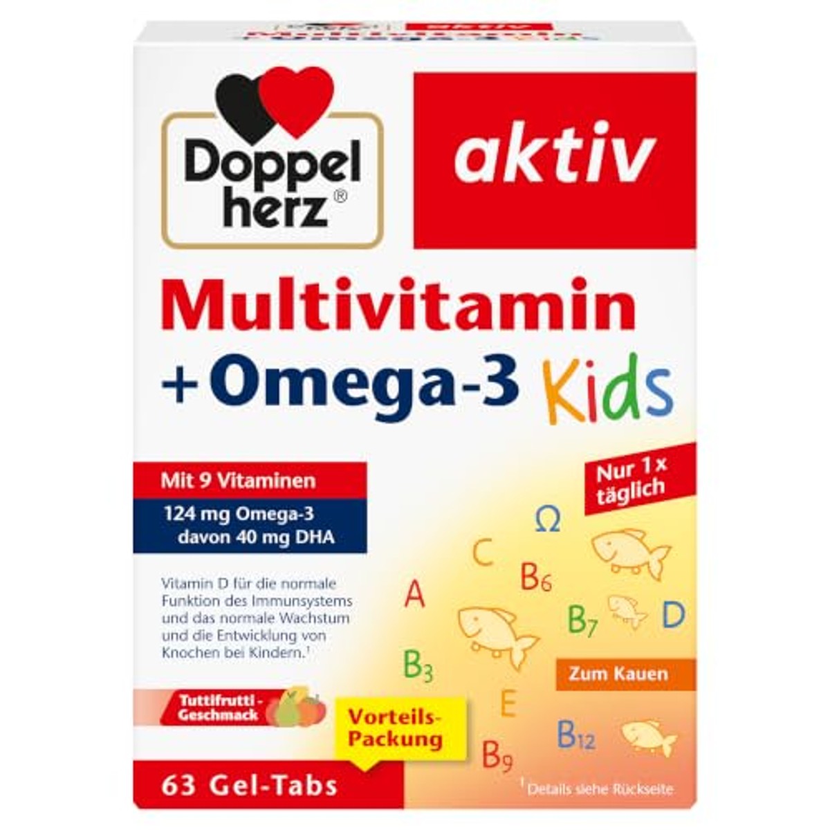 Doppelherz Multivitamine + Omega-3 Kids Groenteachtige Smaak 63 Gel-tabs - 6-pack