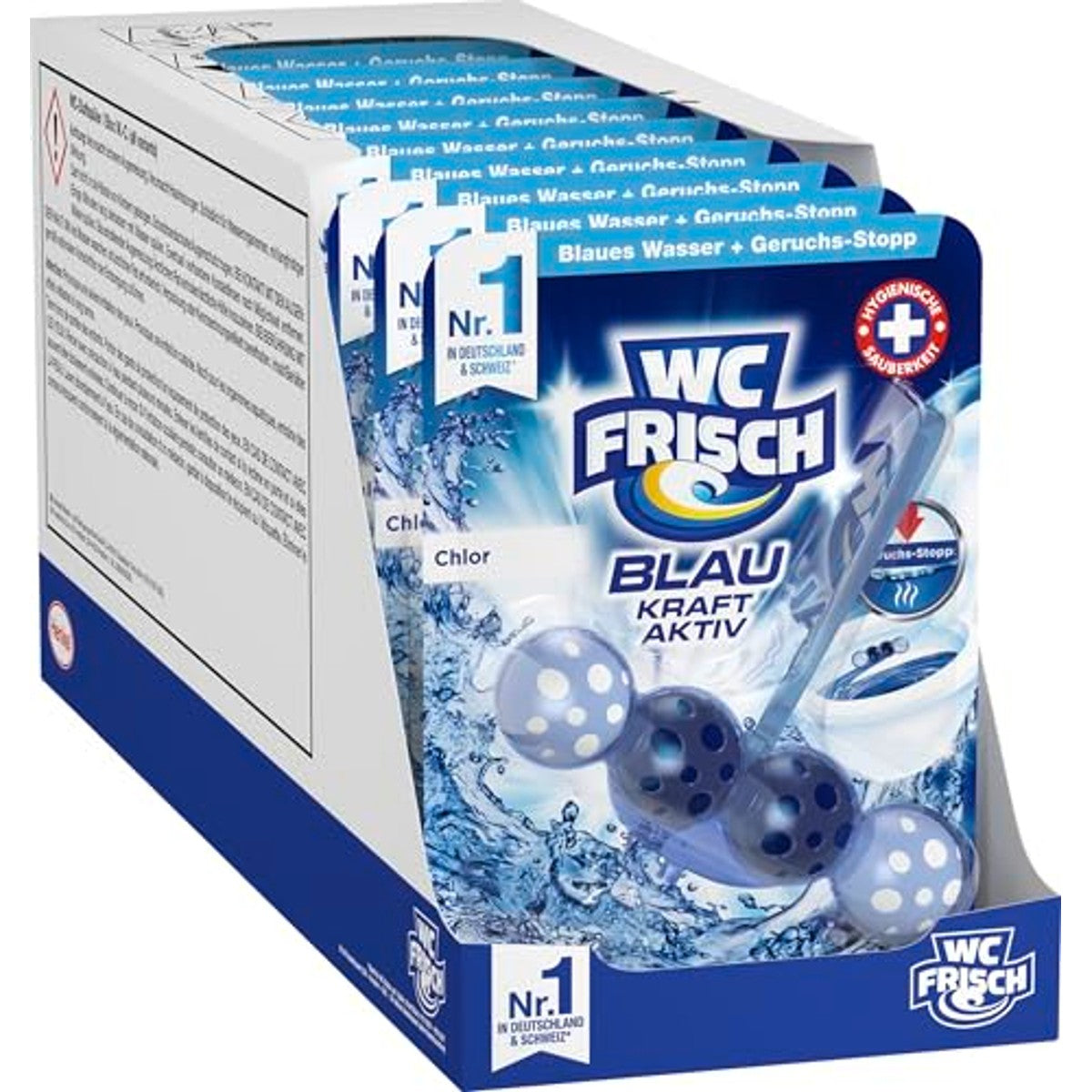 WC-Frisch Kraft Aktiv Blauwe Spoeler Chloor verpakking van 10 – WC-Frisch