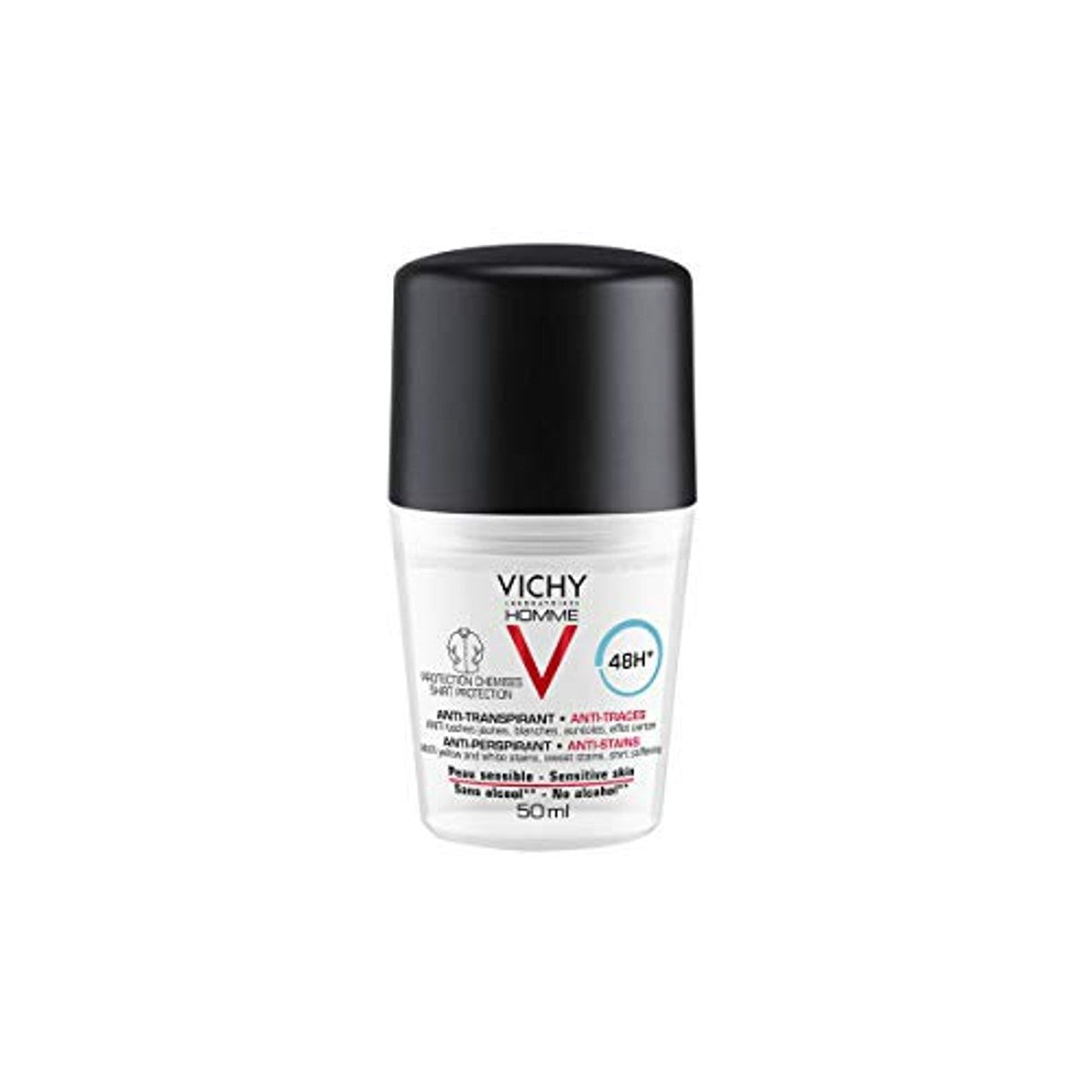 Vichy Homme Deodorant Antitranspirant Anti-vlek 48h, 50 ml - 6-pack