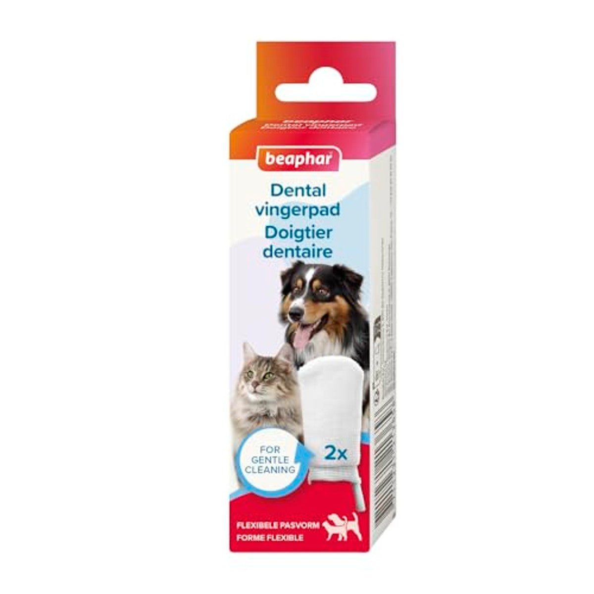 Beaphar Fingerpad 2 stuks - herbruikbare tandental-vingerpads voor zachte reiniging van de tanden - voor honden en katten – beaphar