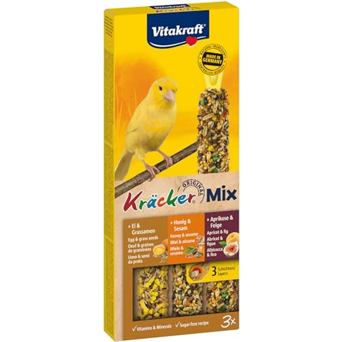 Vitakraft Cracker Trio Mix vogelsnack kanaries 80 g - 6-pack