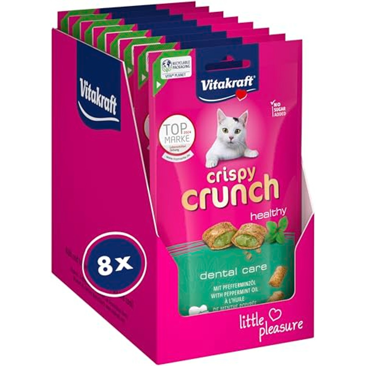 Vitakraft Crispy Crunch Classic kattensnack pepermuntolie 8 x 60 g - 3-pack