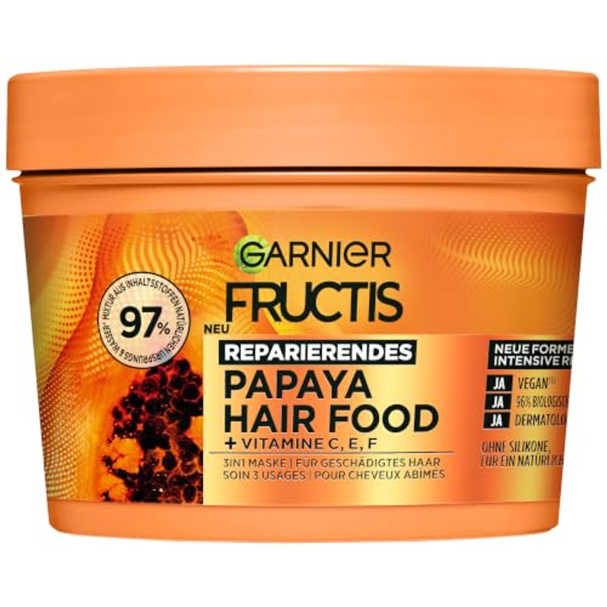 Garnier Fructis Papaya Hair Food 3-in-1 Haarmasker 6 x 400 ml - Voordeelverpakking