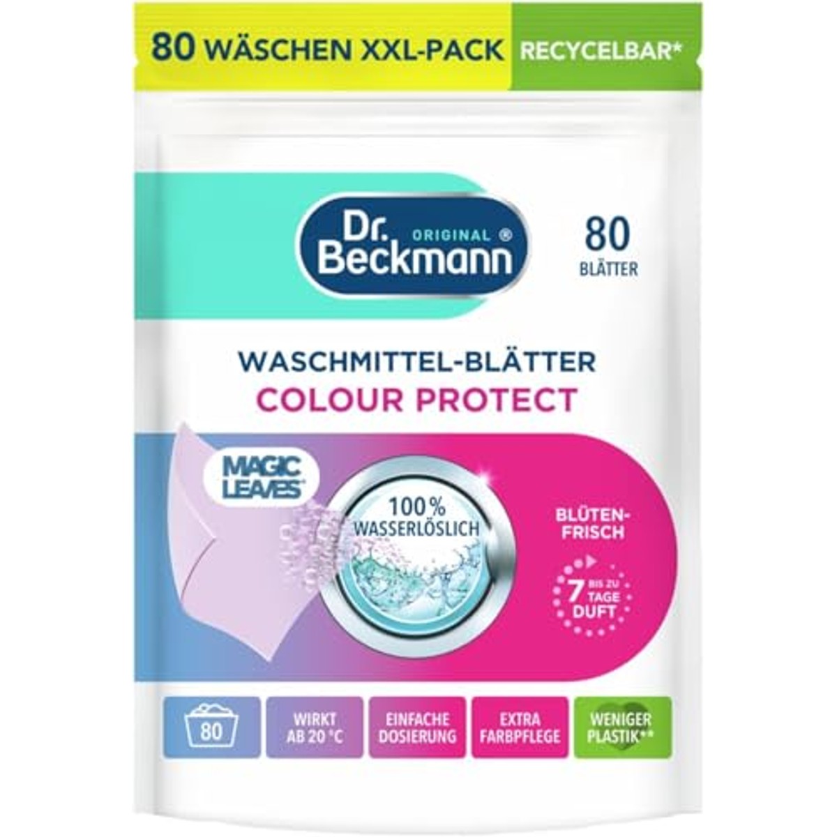 Dr. Beckmann Wasmiddelblaadjes Color 80 vellen – Dr. Beckmann