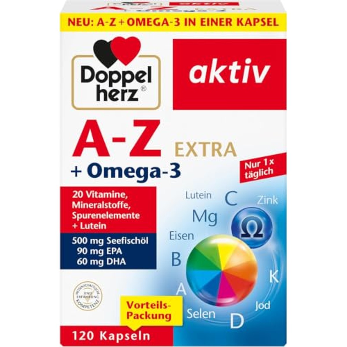 Doppelherz A-Z + Omega-3 Extra Multivitamine 120 Capsules - 6-pack