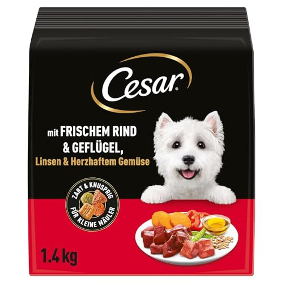 Cesar 5 x 1,4 kg droogvoer voor volwassenen met vers rundvlees, gevogelte en groenten – Cesar
