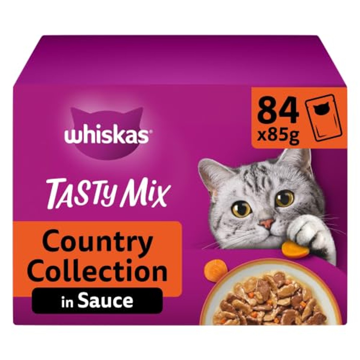 Whiskas Tasty Mix Country Collection natvoer kattenvoer 84 x 85 g - 3-pack