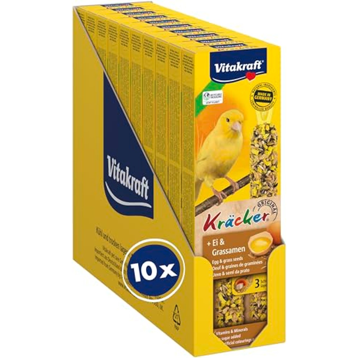 Vitakraft Krukkers vogelsnack kanarie ei graszaad 10 x 54 g - 3-pack