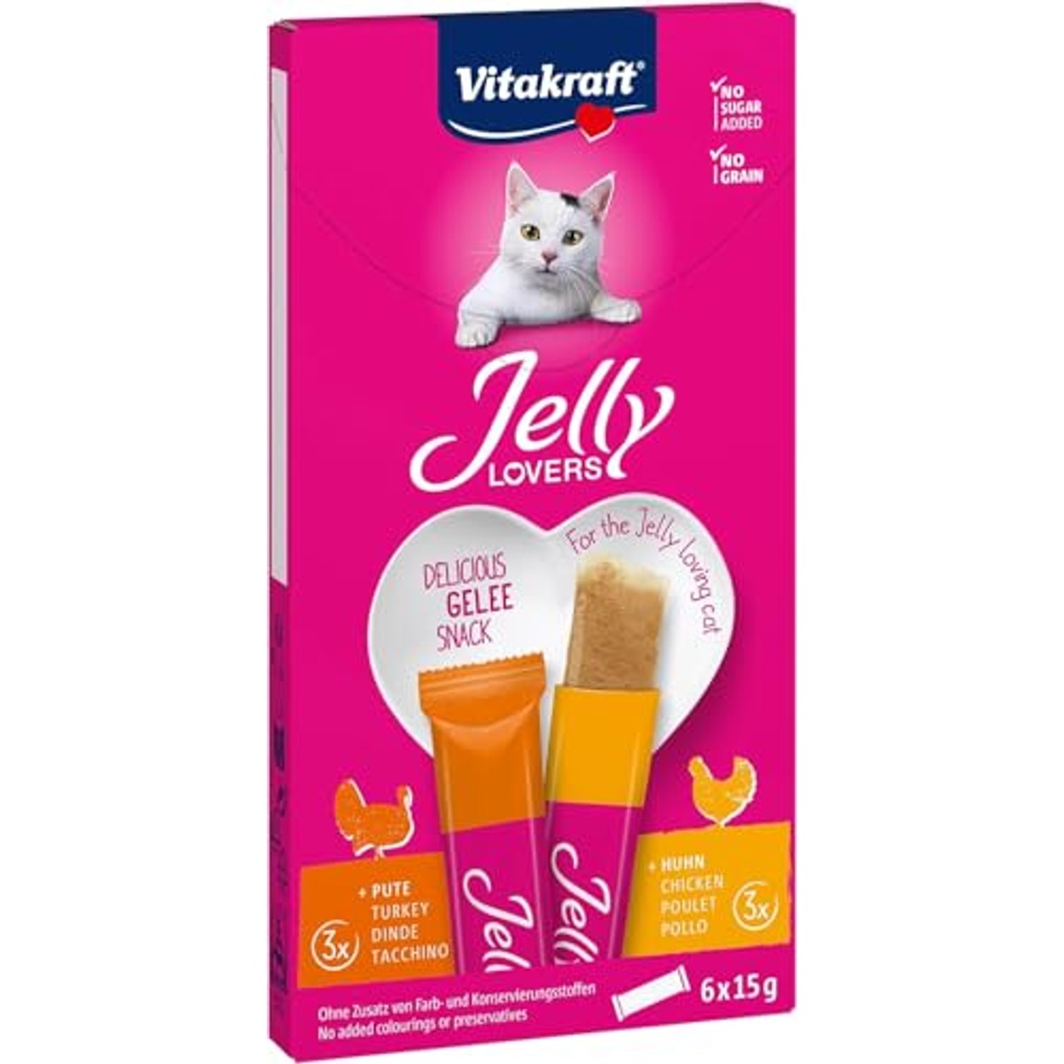 Vitakraft Jelly Lovers kattensnack kip kalkoen 6 x 15 g - 3-pack