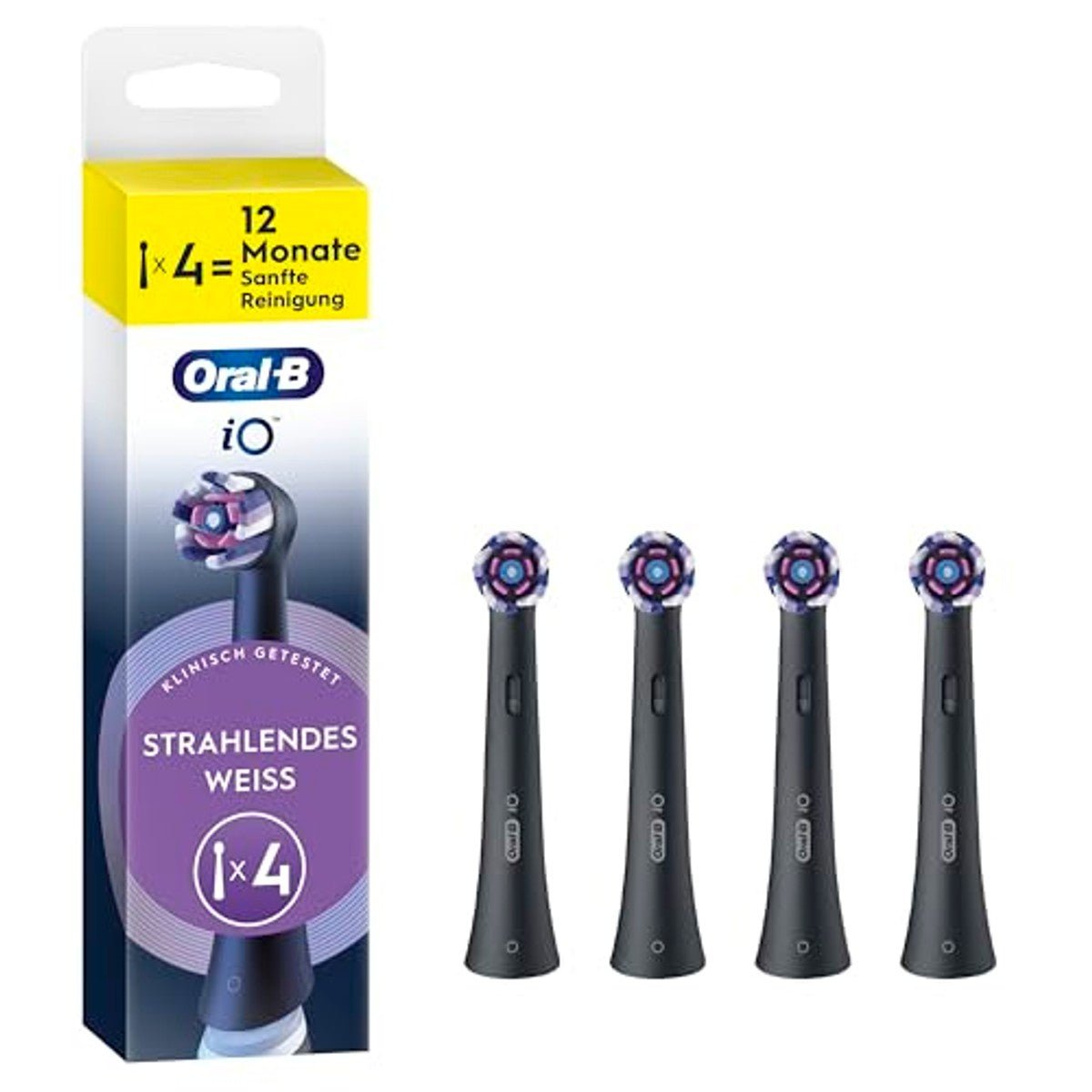 Oral-B iO Stralend Wit opzetborstels zwart 4 stuks – Oral-B