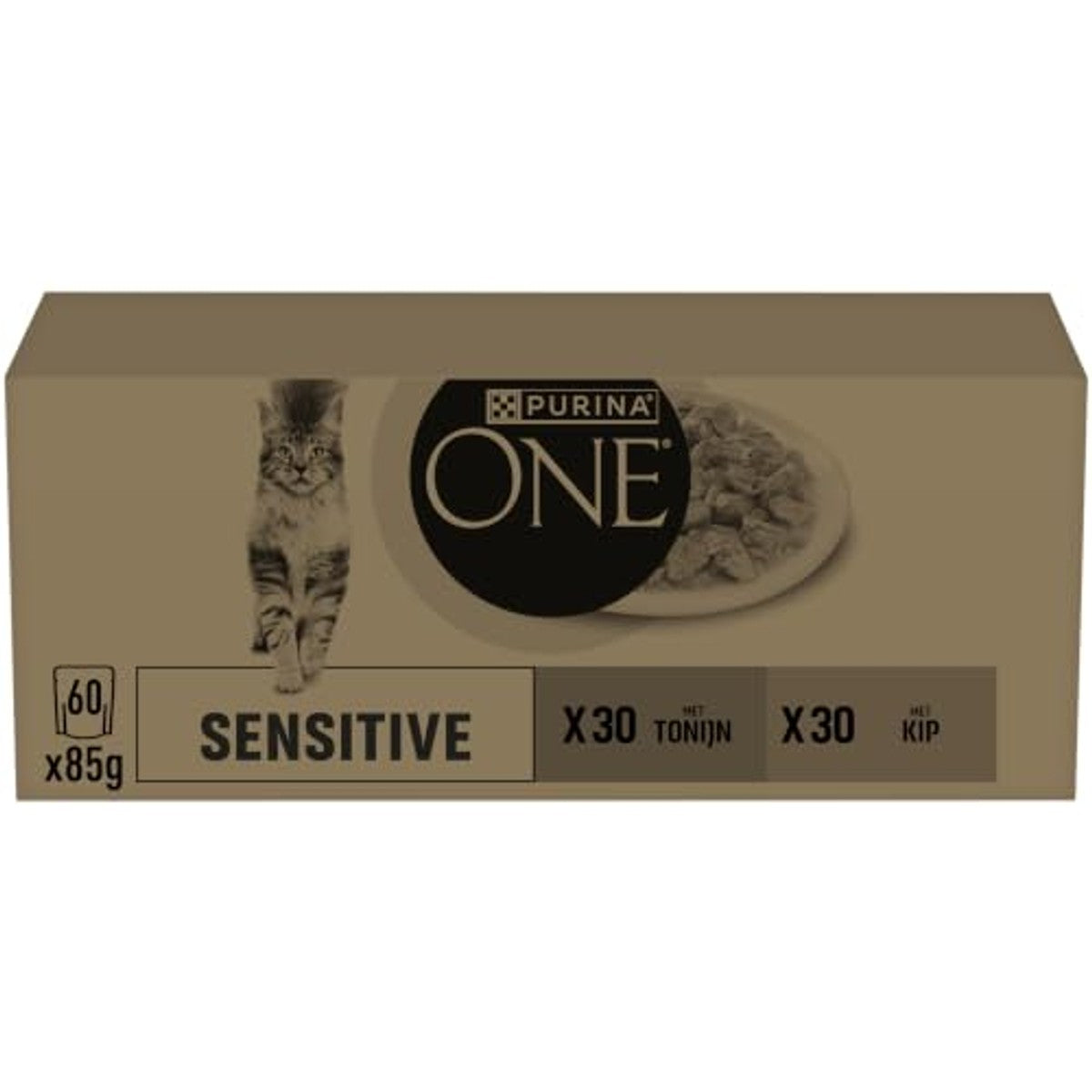 PURINA ONE Sensitive natvoer kattenvoer tonijn en kip 60 x 85 g – foto 2