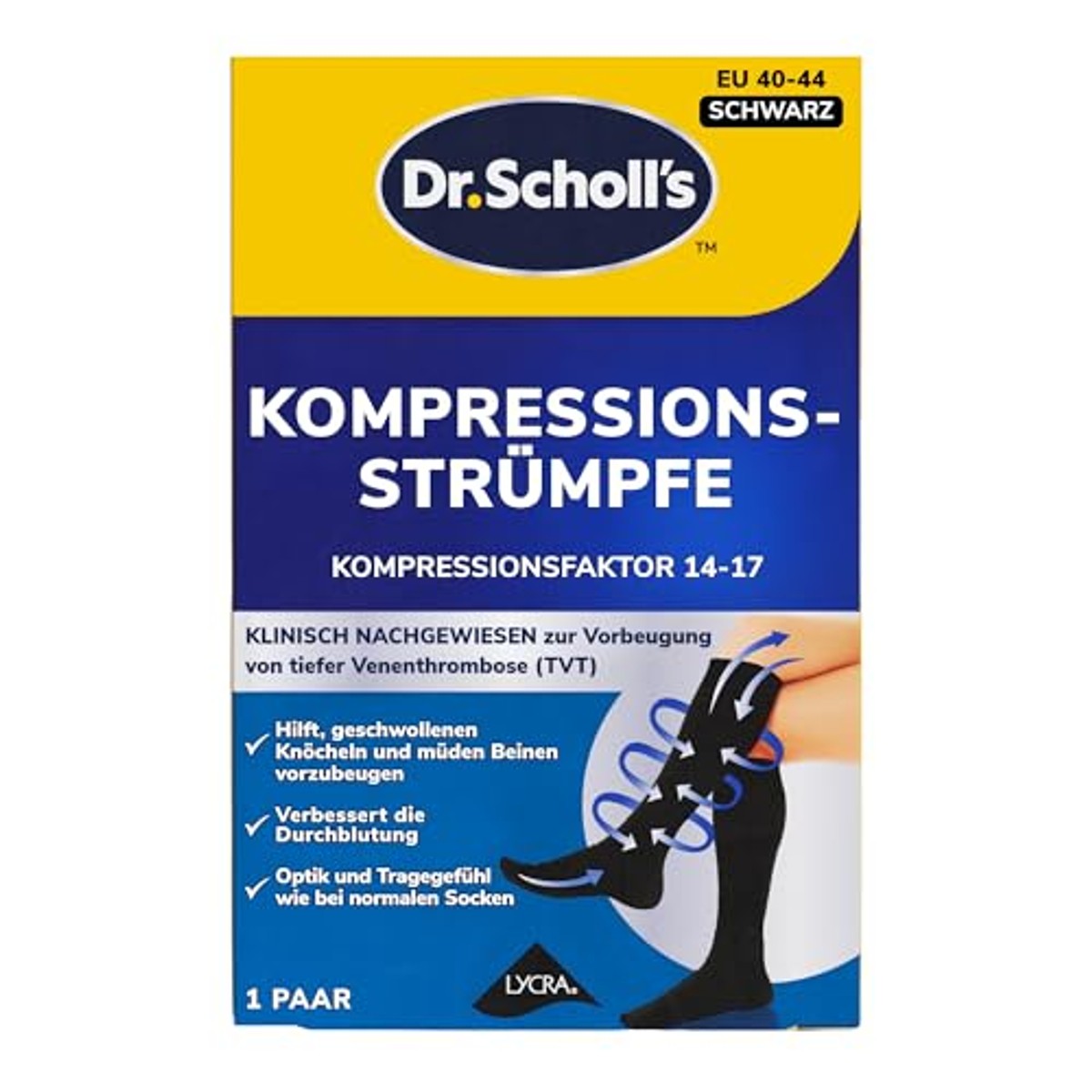 Dr. Scholl's Reissokken zwart 40-44 1 paar - 3-pack