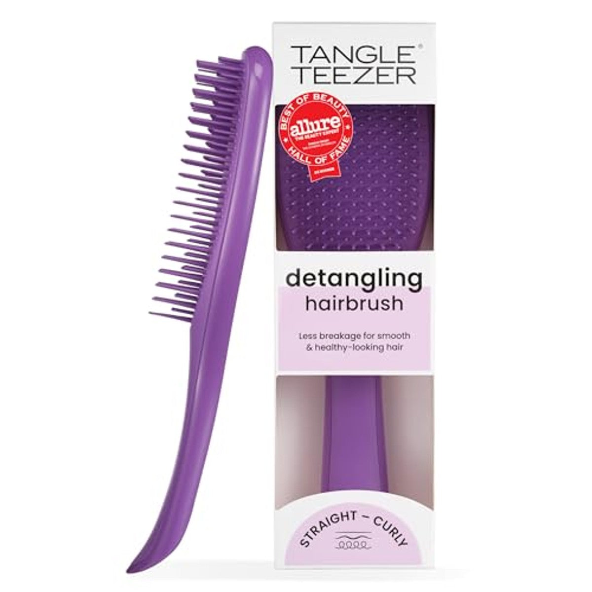 Tangle Teezer Ultimate Detangler Haarborstel, voor nat en droog haar, ontwarringsborstel voor alle haartypes, tweetraps borstelharen verminderen haarbreuk en verwijderen knopen, fris paars – Tangle Teezer