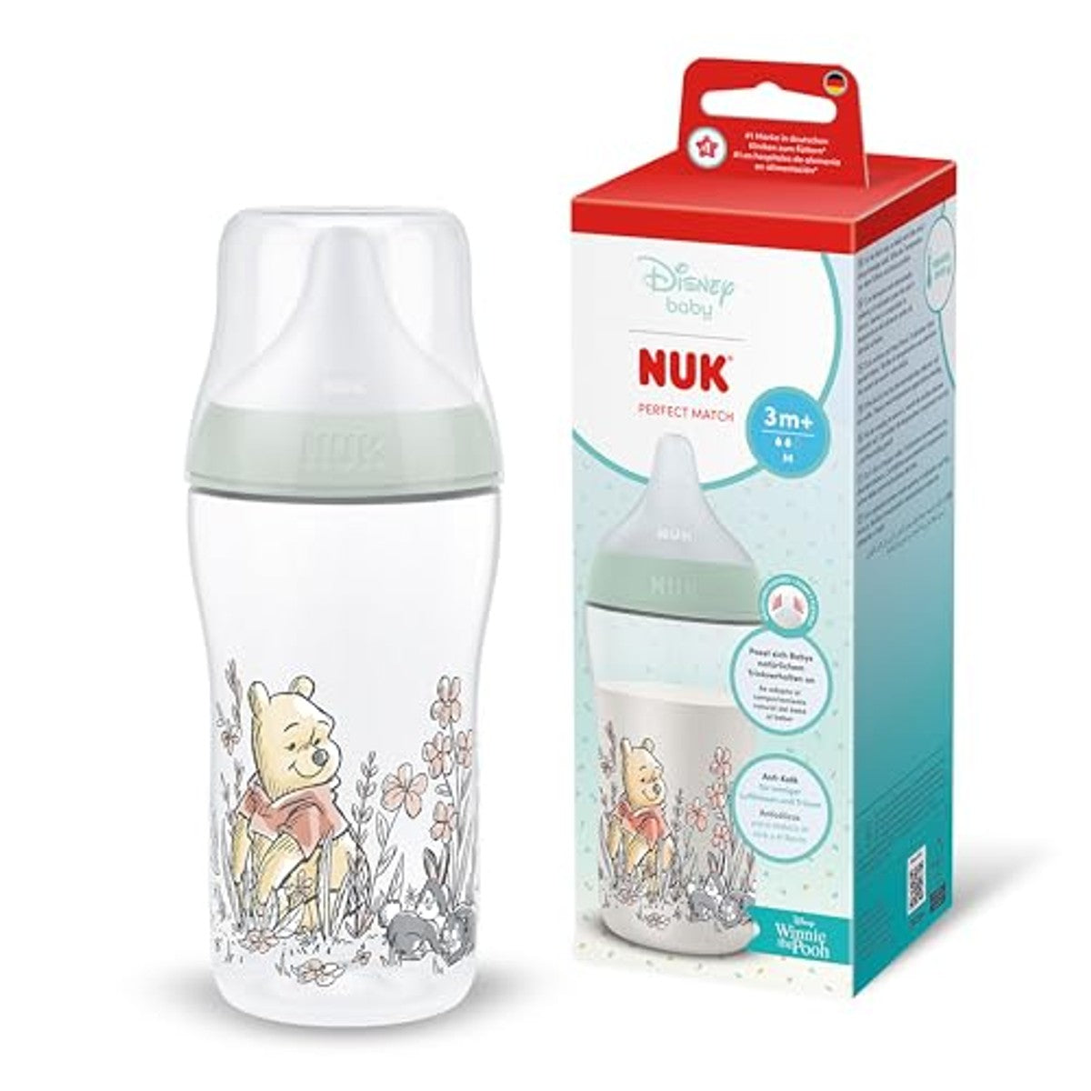 NUK Perfect Match Babyfles Disney Winnie de Poeh 6 x 260 ml - Voordeelverpakking