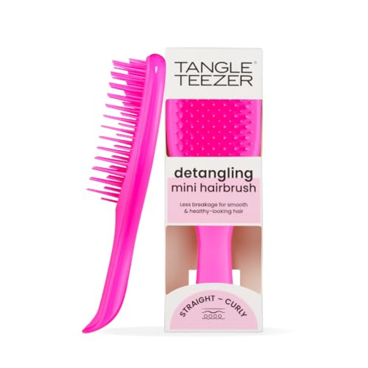 Tangle Teezer Ultimate Detangler Klein – voor nat en droog haar – ontwarringsborstel voor alle haartypes – perfecte haarborstel voor kinderen en op reis – roze – Tangle Teezer