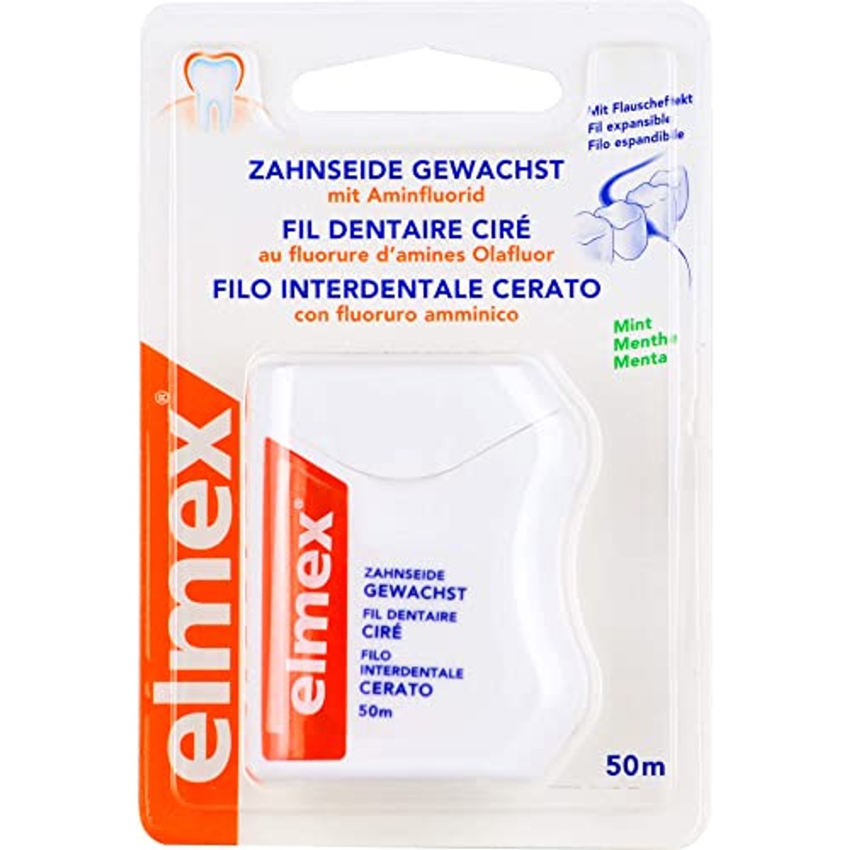 elmex Tandzijde gewaxt met aminofluoride 1 x 50 m – elmex