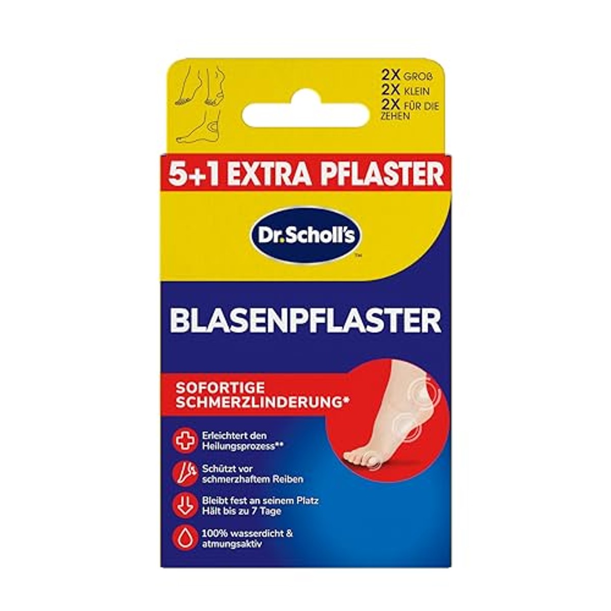 Dr. Scholl's Blaaspleisters – 2 grote, 2 kleine en 2 teenpleisters - 6-pack