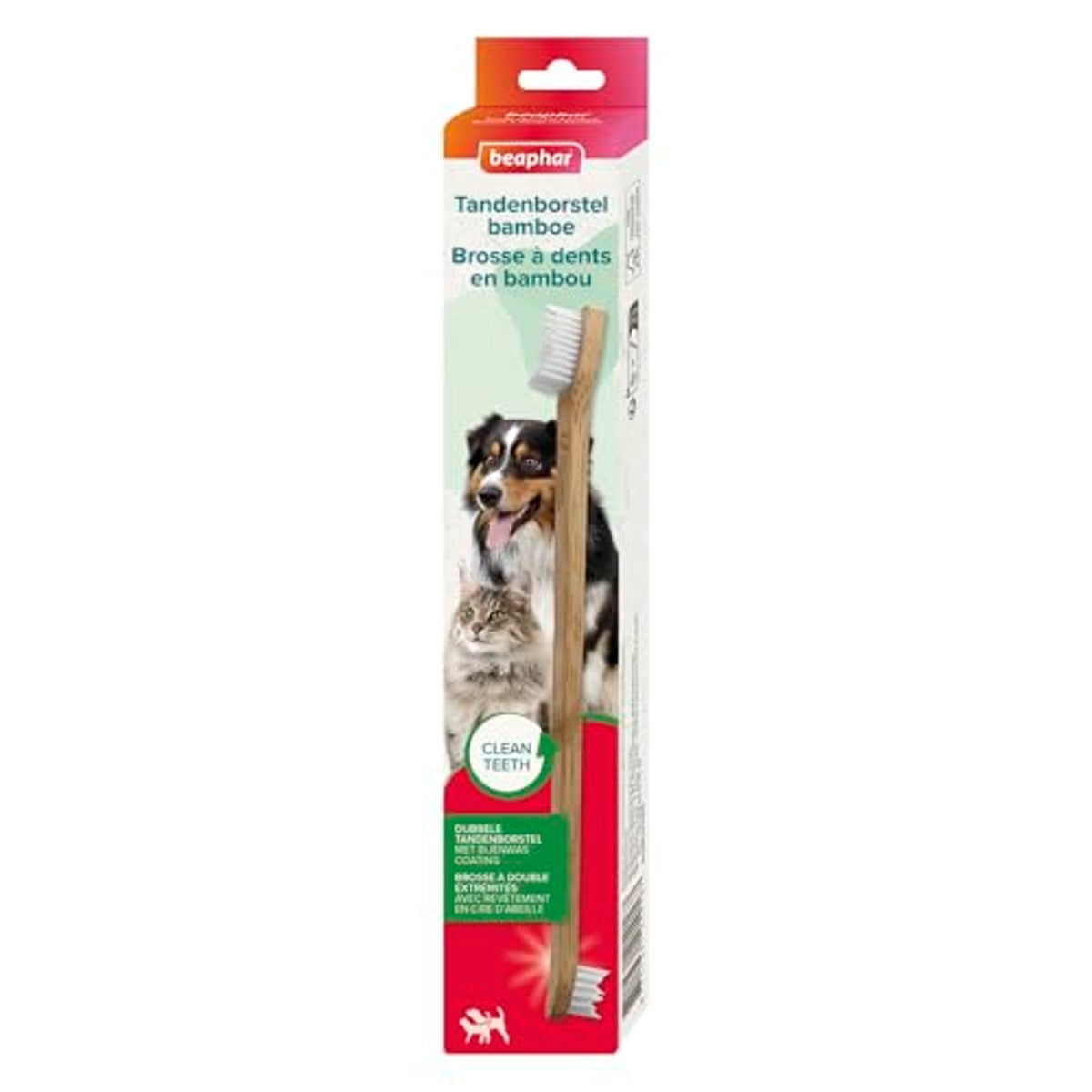 Beaphar Tandenborstel bamboe, dubbelzijdig, voor hond en kat - 6-pack