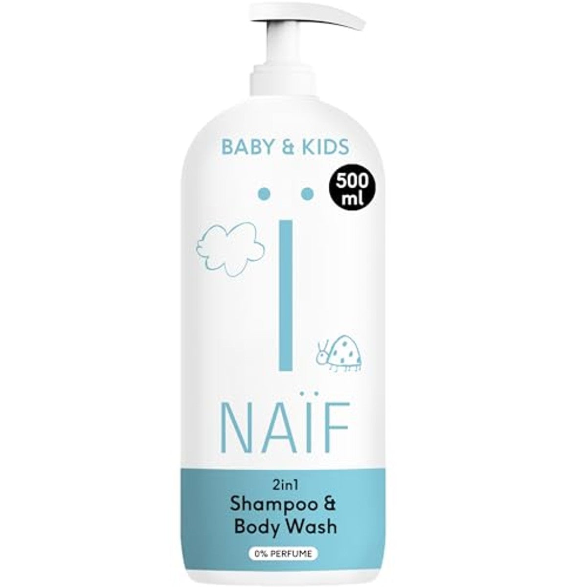 Naïf 2-in-1 Shampoo & Douchegel 0% Parfum 6 x 500 ml - Voordeelverpakking