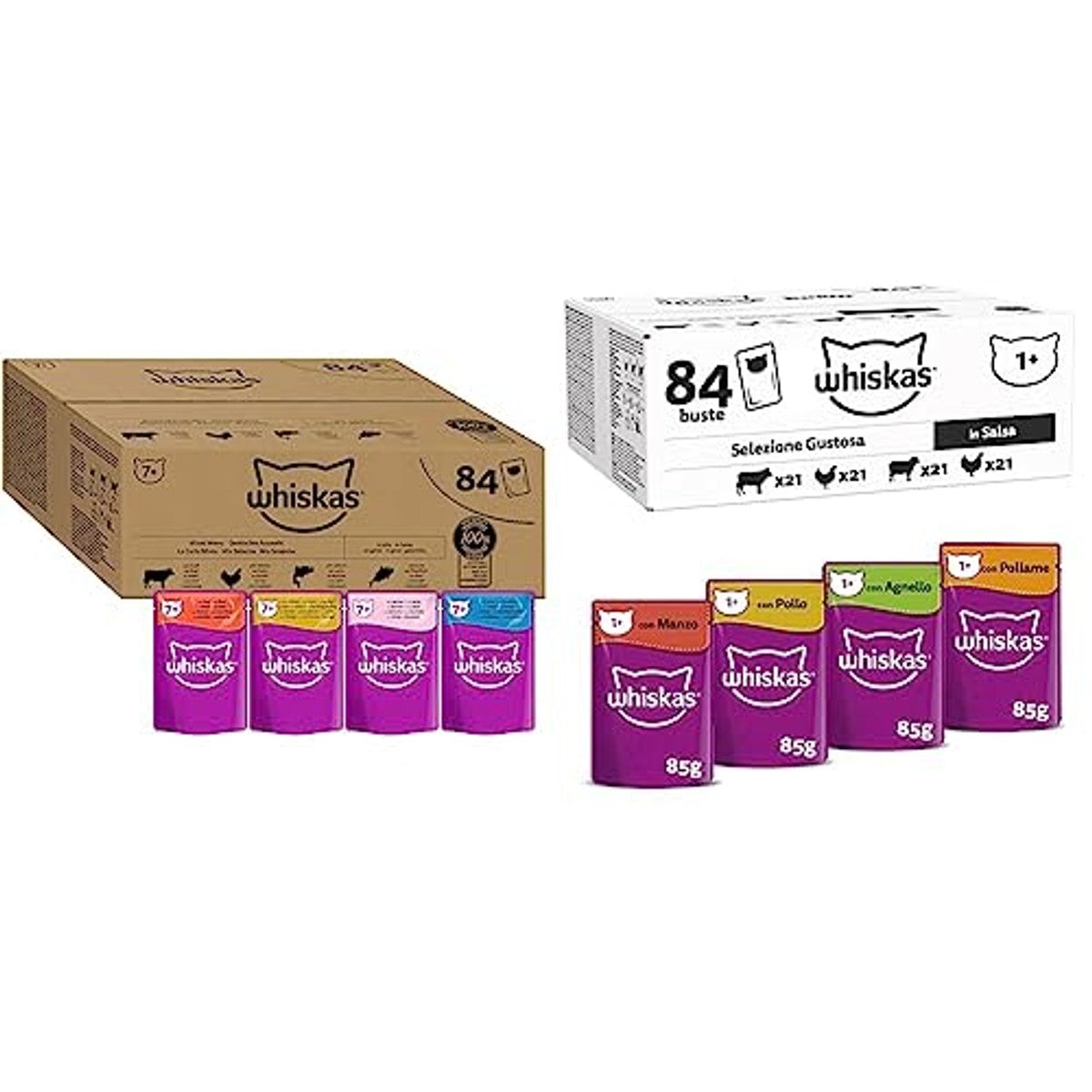 Whiskas Senior 7+ natvoer kattenvoer gemengde selectie 84 x 85 g - 3-pack