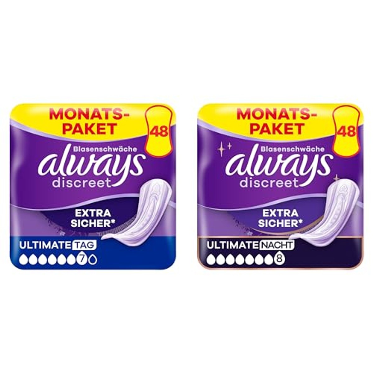 Always Discreet Ultimate Nacht & Dag, 48 + 48 inlegzolen - 6-pack