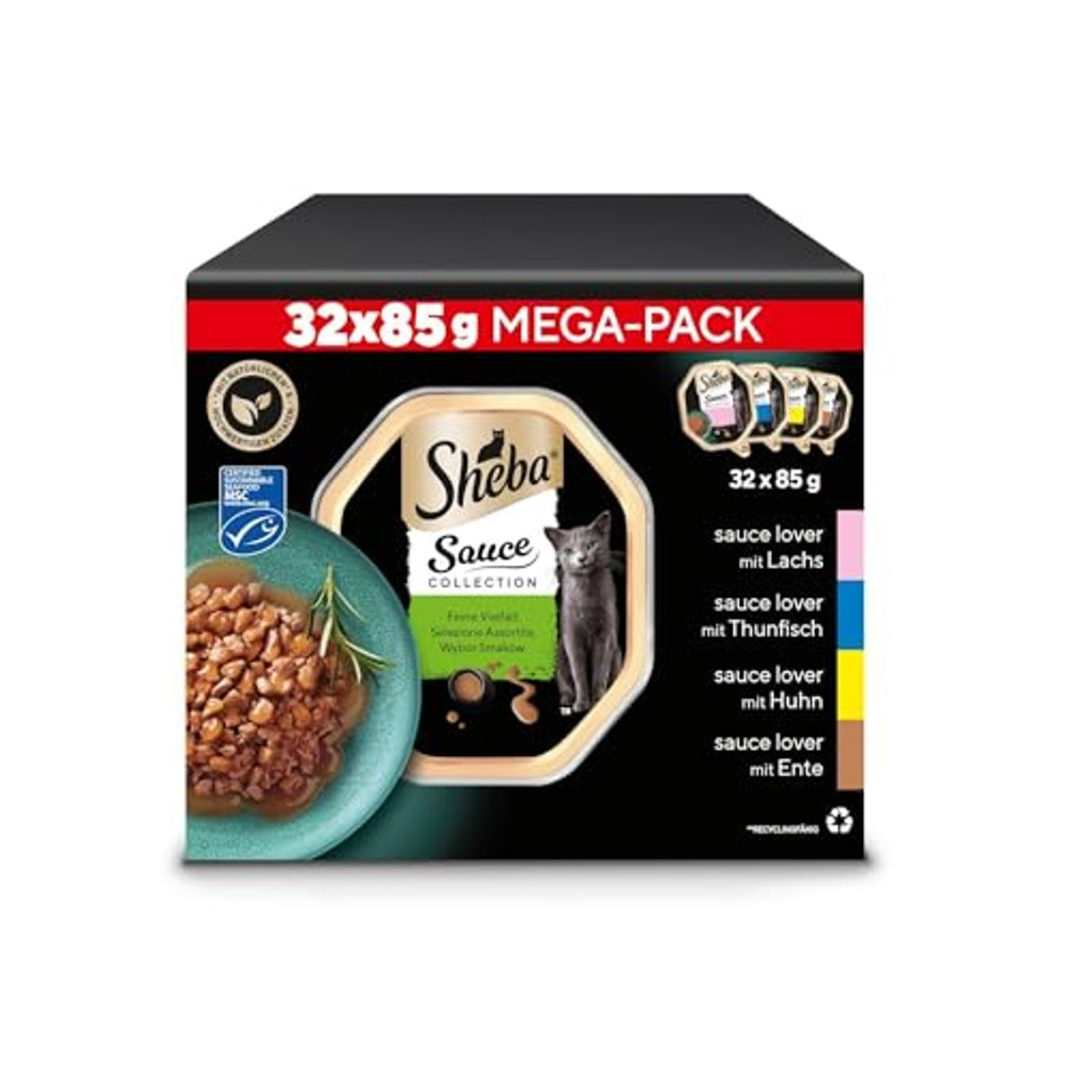 Sheba Sauce Collection natvoer kattenvoer fijne diversiteit 32 x 85 g - 3-pack