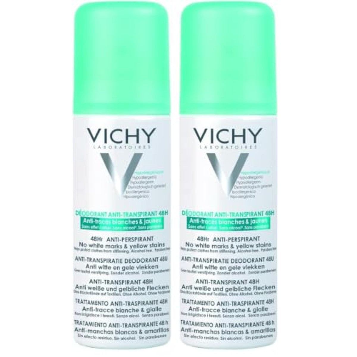 Vichy 48H Anti-transpirant en Anti-vlekken Deospray 2 Stuks (1 x 125 ml) - 6-pack