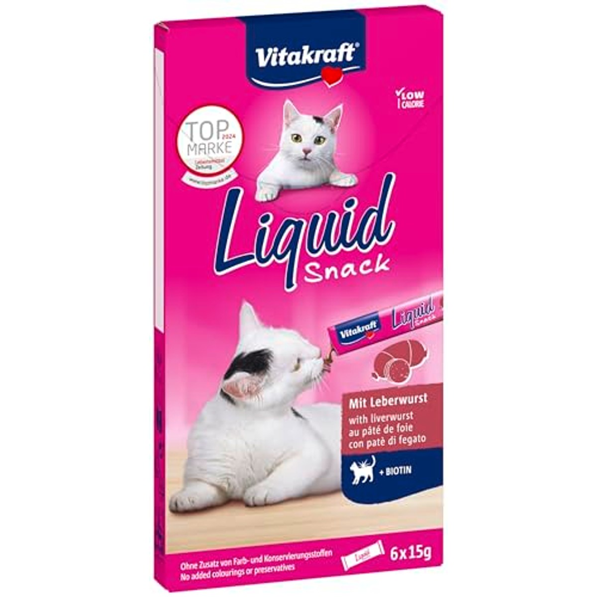 Vitakraft Vloeibare Snack kattensnack leverworst 6 x 15 g - 3-pack