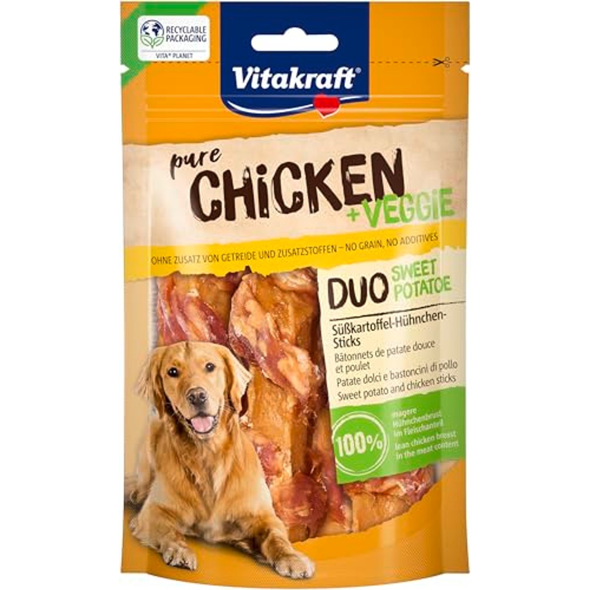 Vitakraft Chicken Veggie hondensnack zoete aardappel & kip 1 x 80 g - 3-pack